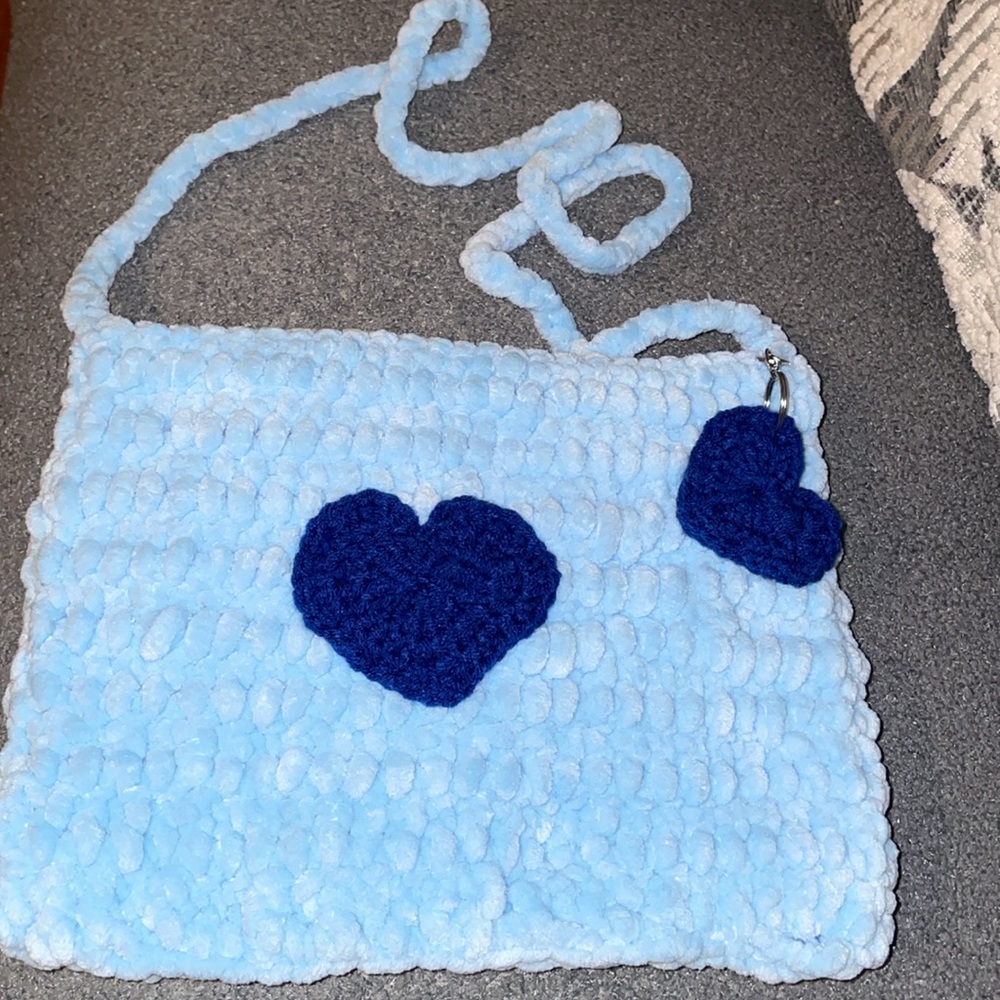 Blue Heart- Crochet  Bag